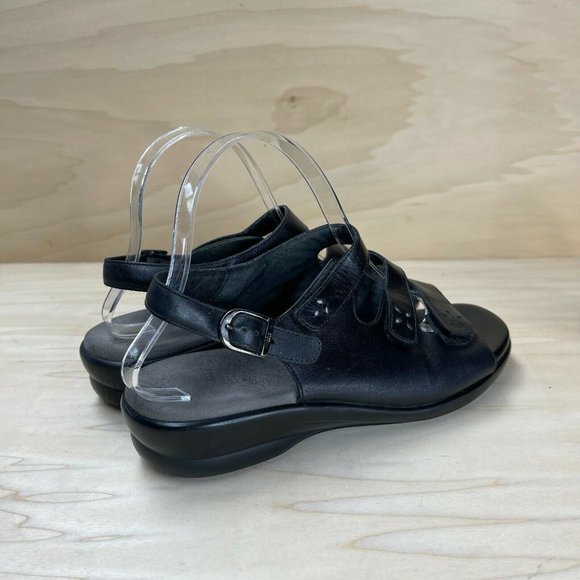 SAS Tripad Comfort Womens Leather Buckle Hook Loop Black Slingback Sandals Sz 9 - Picture 7 of 9